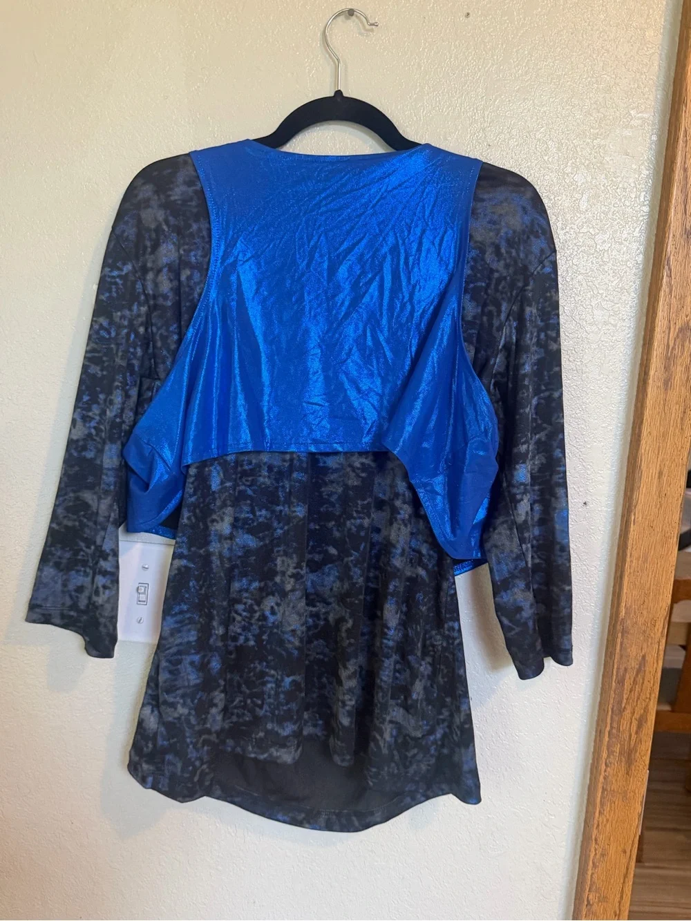 Blue Tie-Dye Tunic Top with Metallic Blue Vest Overlay - DANCE COSTUME